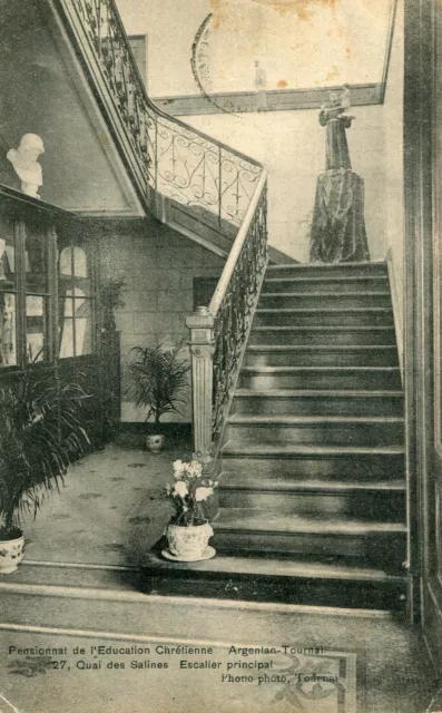 BELGIQUE TOURNAI Pensionnat de Education Chrétienne Argentan Escalier Principal