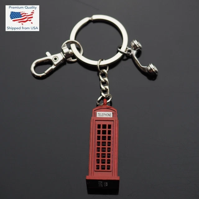 LONDON RED TELEPHONE Box Kiosk Booth British Key Chain Phone Charm