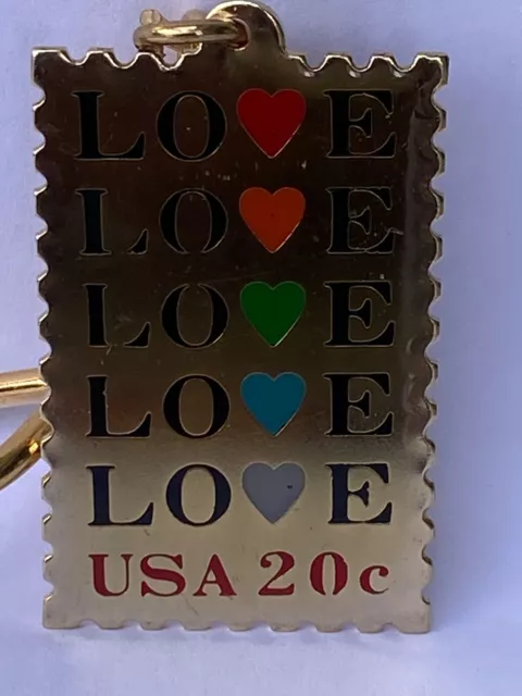 Love Series: Love with Hearts Gold 1984 20c #2072 G Stamp Keychain NEW