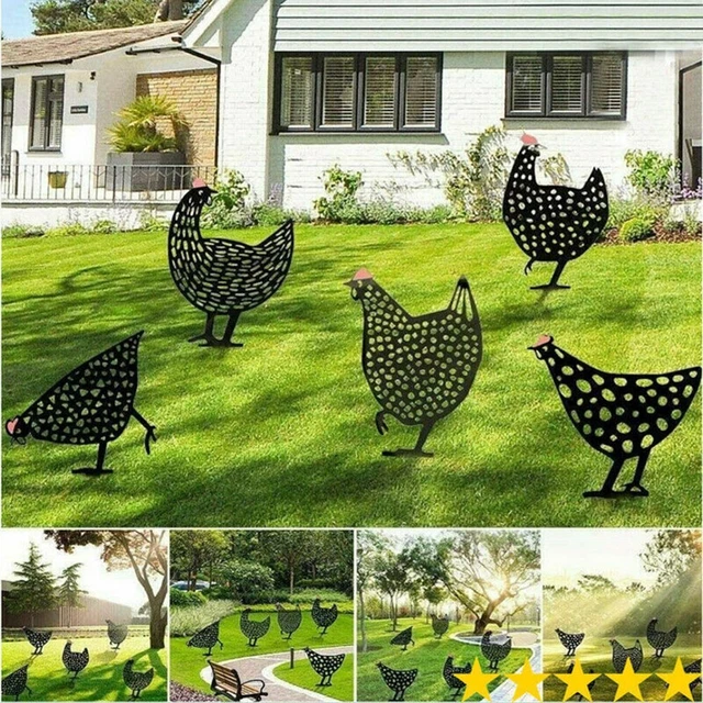 Yard Art Decor Sculptures Chicken Decorations Hen Statues Garden Ornaments