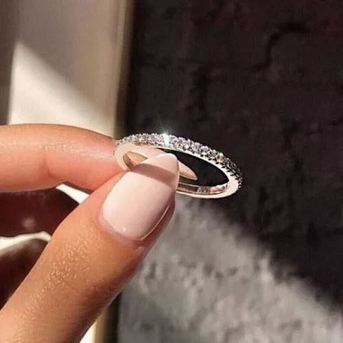 Ladies Anniversary Band Ring Round Cut Simulated Diamond 14k White Gold Plated