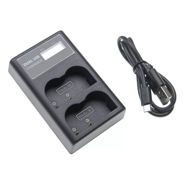 Chargeur double + Display pour Nikon EN-EL3, EN-EL3a, EN-EL3e