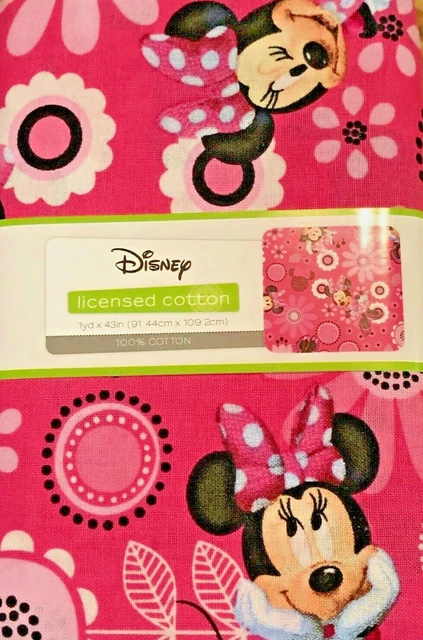 Disney Minnie Mouse Allover 100% Cotton Fabric 1 Yard Pink Sewing Crafts   21H76