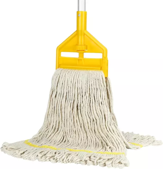 Commercial Mop Heavy Duty Industrial Cotton Mop with Long Handle,Looped-End Stri