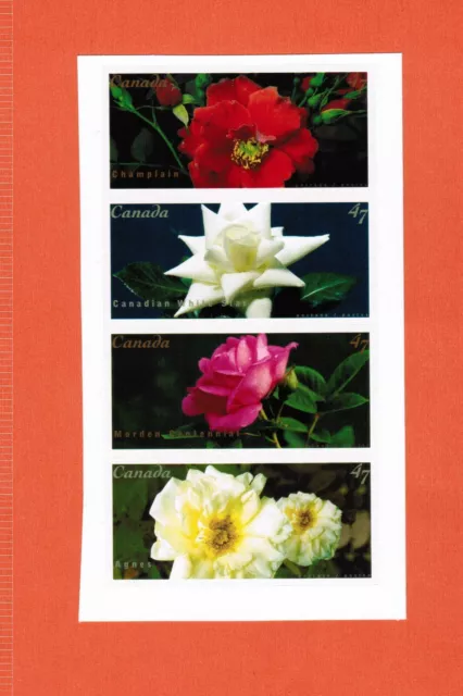 2001 BOOKLET PANE - CANADIAN ROSES - MINT CANADA STAMPS  # 1914a  - SPT20