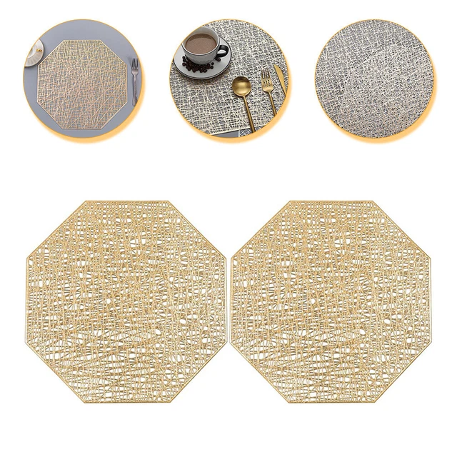 Goldenes Strass-Tischset – Hitzebeständig, Wasserdicht, Waschbar, Mit Weihnachtsdeko, 1 Stück (ca. 14 Zoll)