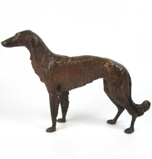 Schöne Bronze Figur Hund Windhund massiv Sammlerstück Bronzefigur Figurine