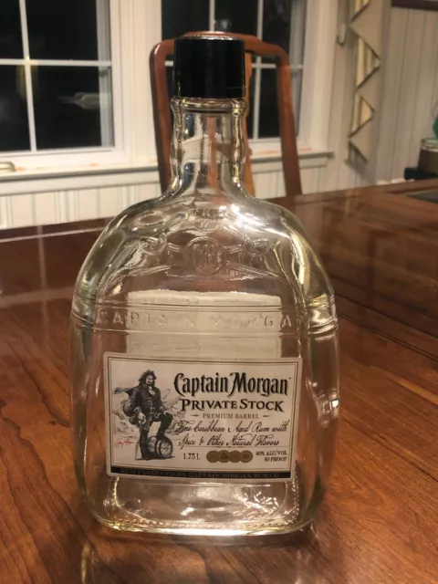 CAPTAIN MORGAN PRIVATE STOCK Premium Barrel EMPTY Rum Bottle W/Cap 1.75L