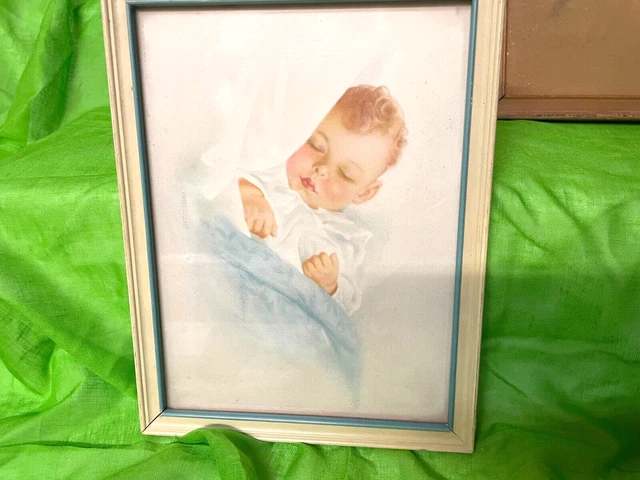 Vintage Print of a Baby Boy Sleeping Sweet Lullaby