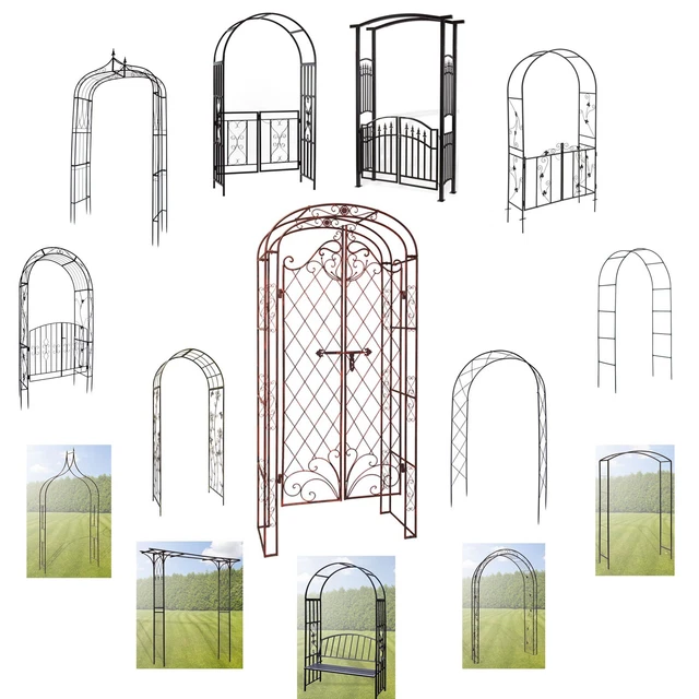 Rosenbogen Aus Metall Mit Tür - Wetterfester Gartenbogen Als Rankhilfe Für Kletterpflanzen