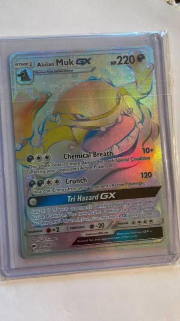 Pokemon Burning Shadows Alolan Muk Gx Rainbow Full Art 157/147