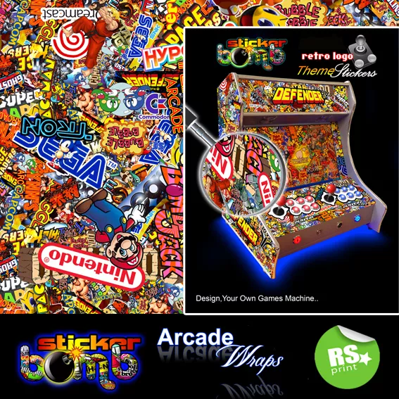StickerBomb Arcade Machine Wrap Artwork Sticker Retro Game Theme large Sizes