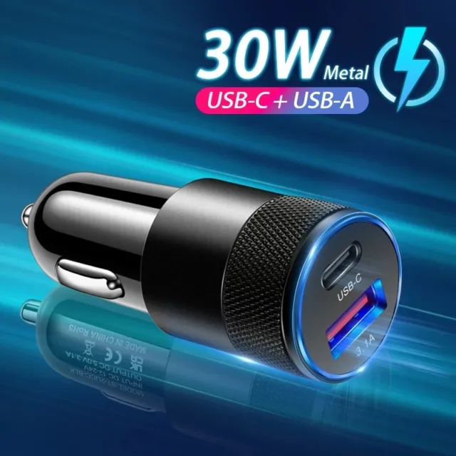 For Samsung A14 A34 A54 A13 A33 A53 5G 30W Fast Charge USB PD Type-C Car Charger