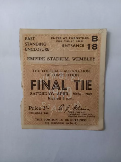 1949 FA Cup Final Wolves v Leicester City Ticket.