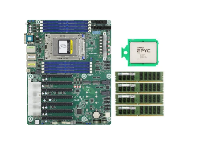 Carte Mère ASRock ROMED8-2T Pour AMD EPYC 7001-7003 - Socket SP3, Format ATX, PCIe, Neuf, Origine Chine