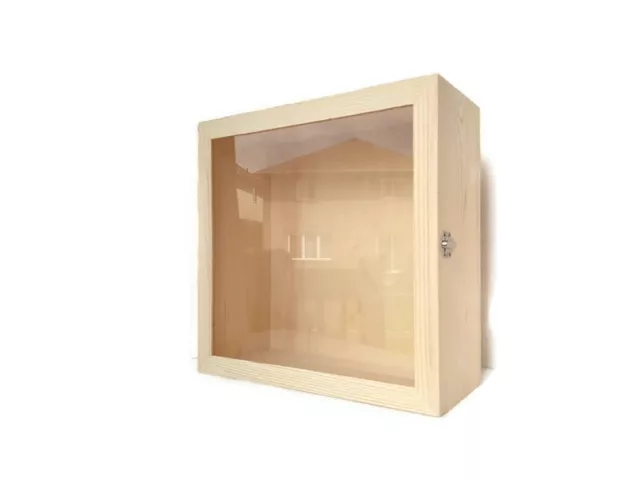 Extra Deep Unfinished wood Shadow Box Glass door 13 " x 13" x 5 1/2 " Memory box
