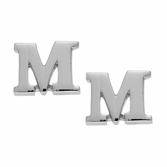 Sterling Silver Letter Initial 'M' Alphabet Stud Earrings