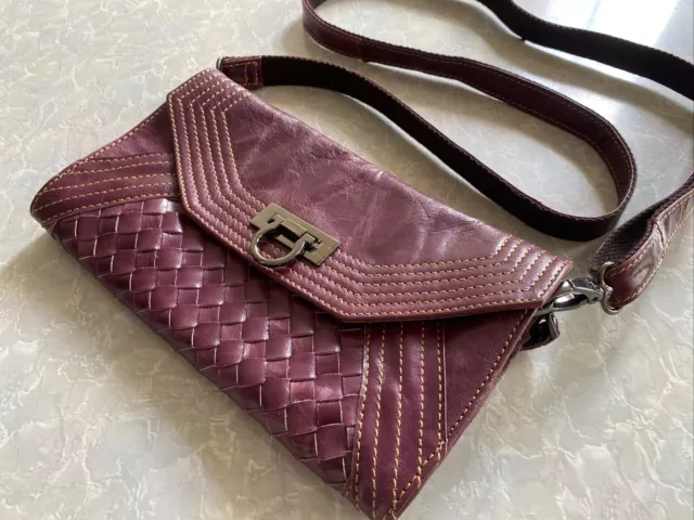 gorgeous purple leather clutch purse shoulder handbag bag NWOT