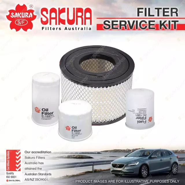 Sakura Oil Air Fuel Filter Kit for Holden Jackaroo UBS73 4JX1 4Cyl 3.0L 98-04