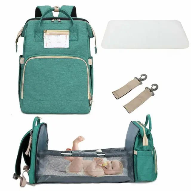 3 In 1 Travel Bassinet Foldable Baby Bed, Portable Diaper Changing Station Green