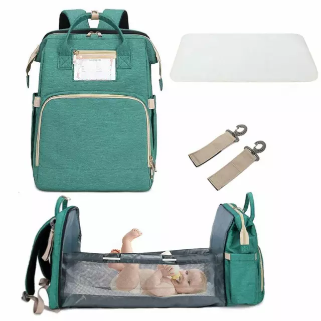3 In 1 Travel Bassinet Foldable Baby Bed, Portable Diaper Changing Station Green