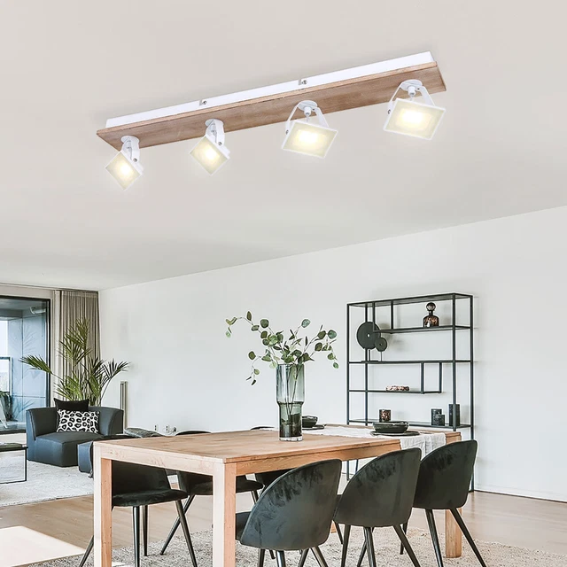 BINARIO FARETTI SPOT Plafoniera Lampada LED 4-Flammig Legno Orientabile ...