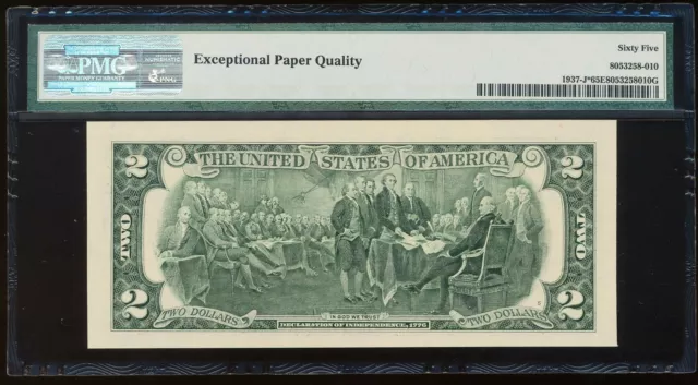 2003 $2 Fed Reserve Note Kansas City Pmg65 Epq Serial Number 1 Star! 2