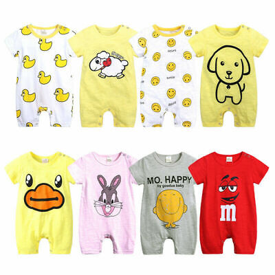 Newborn Baby Boys Girls Short Sleeve Romper Jumpsuit Summer Clothes Outfits UK