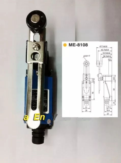 FINECORSA MICRO INTERRUTTORE ME-8108 Limit Switch AC 250V 5A con leva a rullo