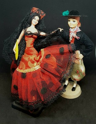 Vintage Spanish Flamenco Dancers Miniature Marin Chiclana Beibi Retro Kitsch 5"