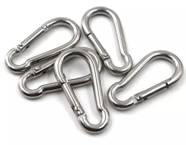 Small CARABINER CLIPS ~ 4mm x 40mm Long ~ Mini Key Ring Handbag SNAP HOOKS, 70kg