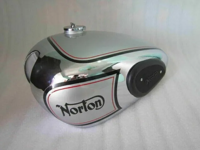 Norton Es2 1947-63 Chrome And Silver Painted Petrol Tank With Knee Pad+Tap+Cap