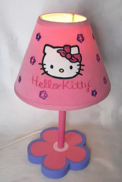 Sanrio Hello Kitty Table Lamp Floral Pink Purple Collectible 2004