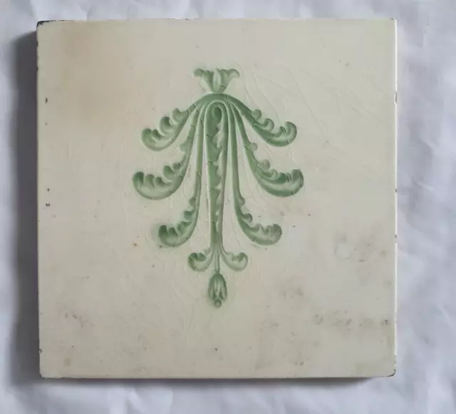 Charming Art Nouveau Design 6 Inch Tile, Circa 19Th Century (F)