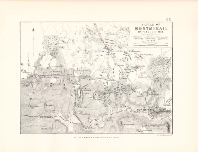 MAP/BATTLE PLAN ~ BATTLES OF MONMIRAIL 11th FEBRUARY 1814 ~ FRENCH & RUSSIANS