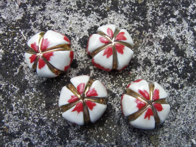 Lot De 4 Boutons De Mode En Porcelaine - Vintages - Années 60