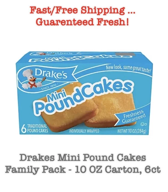 Drake's Mini Pound Cakes, 6ct, 10oz Carton FREE SHIPPING