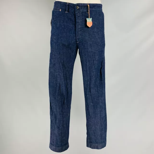 RRL by RALPH LAUREN Size 36 Indigo Cotton Linen Button Fly Casual Pants