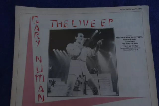 GARY NUMAN"The Live EP"1985 Music Week RARE UK Music Mag.PROMO Poster Ad-Beauty!