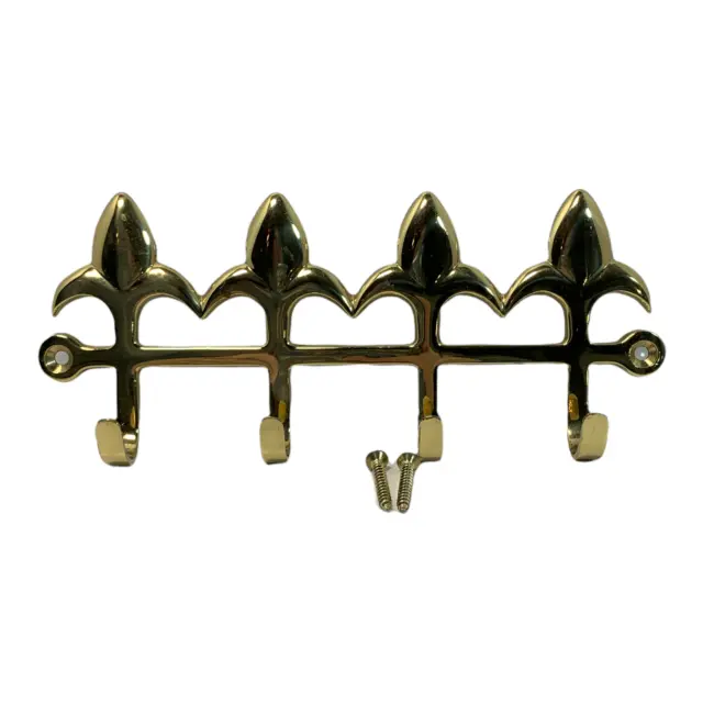 Vintage Fleur-de-lis Brass Decorative Wall Key Holder