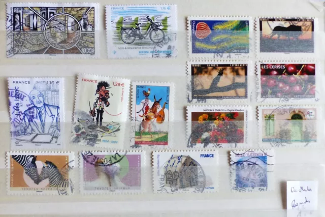 FRANCE Lot de 15 timbres récents cachets ronds