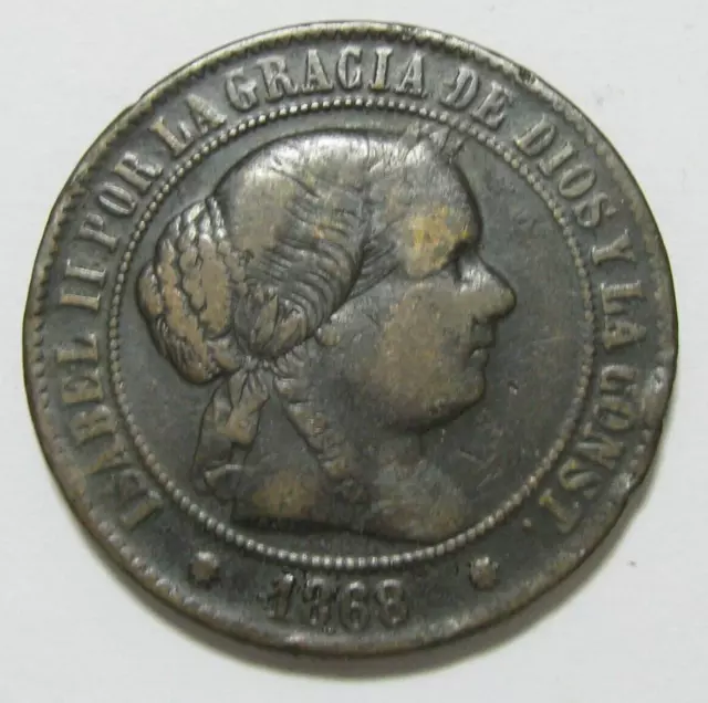 ZALDI2010 - Isabel II, 5 Cents Shield Of 1868,