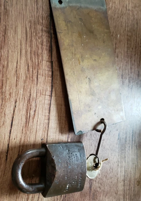 Vtg Mining Explosive Powder House Brass Key Tag Pad Lock Gold Mine 17