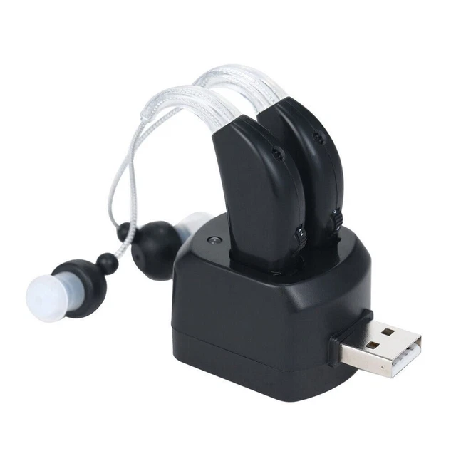 Par de auriculares amplificadores de sonido de voz traseros audífonos digitales