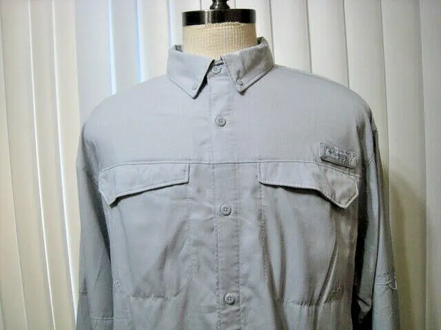 Columbia PFG Omni-Shade Gray Long Sleeve Vented Outdoor Fishing Shirt Size XL