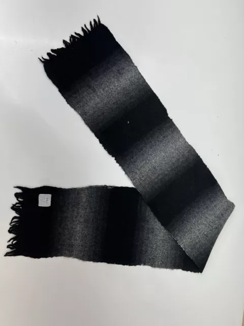 Womens F.A.I Black and Gray Wool Scarf with Fringe