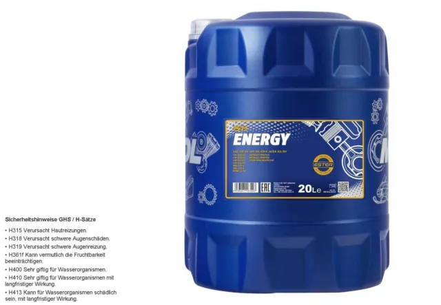 20 Liter MANNOL Energy 5W-30 Motoröl 7511 API SN/CH-4 ACEA A3/B4 Synthetic 3