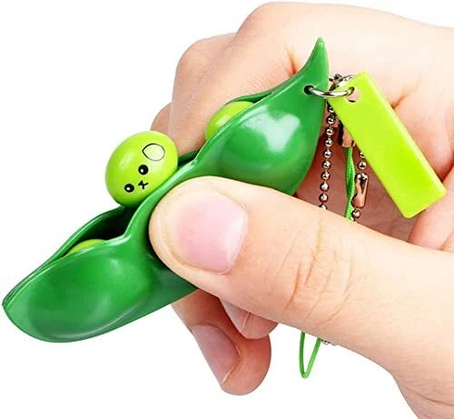 Juguete colgante de soja blando Fidget Toys, Squeeze Edamame juguete de 3 piezas