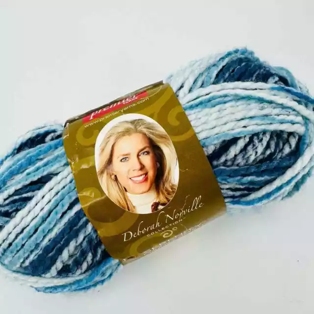 Deborah Norville Premier Yarns Serenity Chunky Yarn Cirrus Blue White