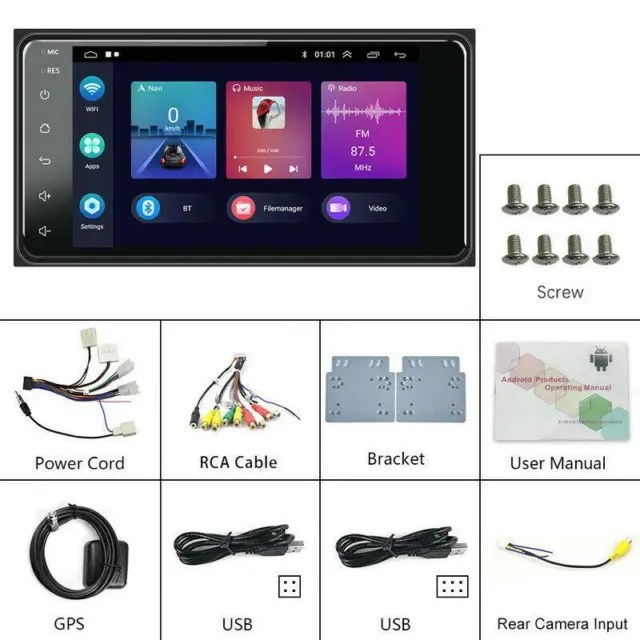 AUX GPS  Bluetooth Quad-core Car Stereo FM Radio  Carplay 2DIN 7 "Android 11.0